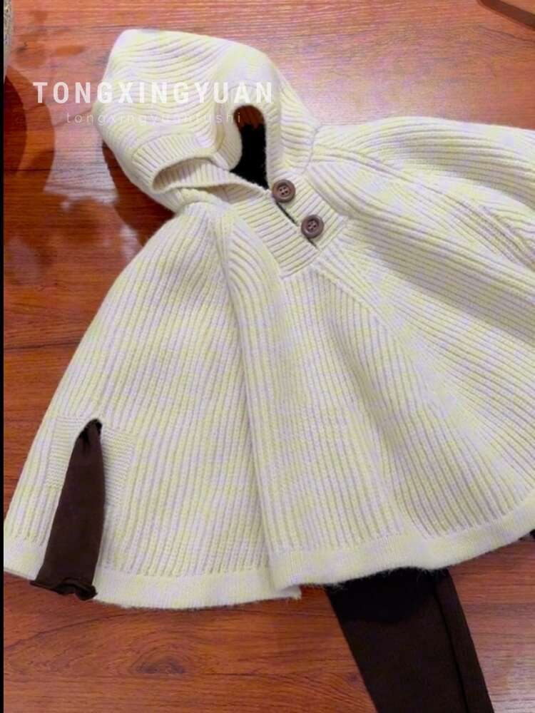 Estrella infantil coreana ropa infantil suéter primavera y otoño ropa nueva niñas tejer capas con capuzas chaqueta
