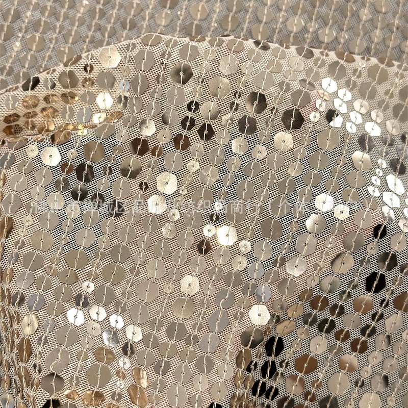 Ventas calientes de tamaño de diafragma de perlas de tela de tubo de diafragma hexagonal completo vestido de noche vestido de rendimiento tela de malla elástica