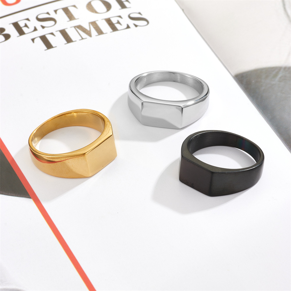 Fashionable rectangular glossy ring stainless steel