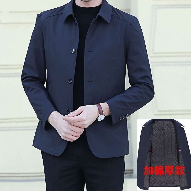 High Quality New Cotton Men's Casual Spring and Autumn Jacket Middle-aged and Elderly Jacket Lapel Dad Autumn Clothing