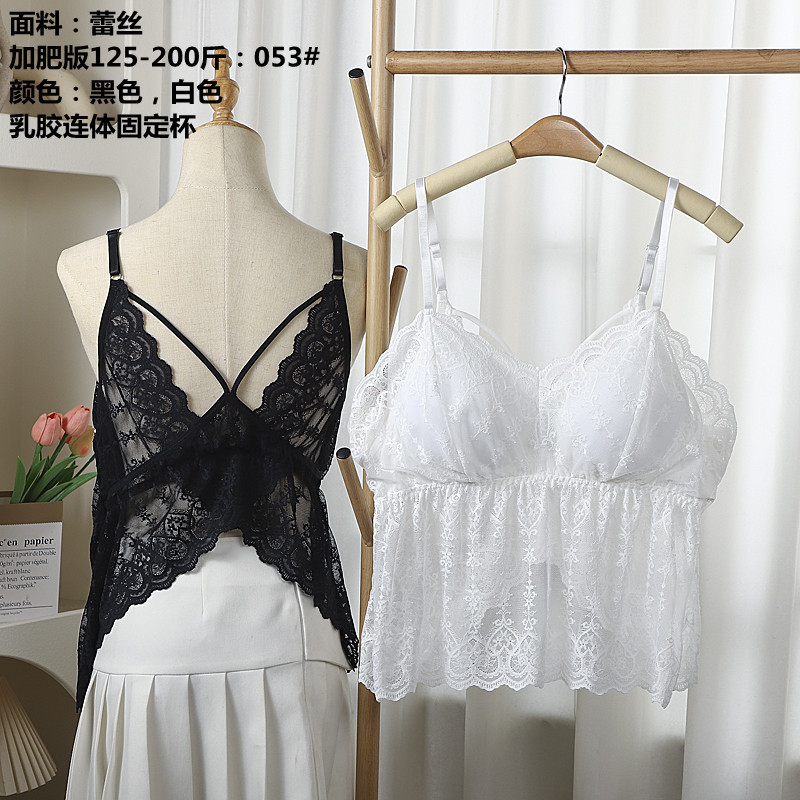 60.00 kg-90.00 kg women's long wrapped chest beauty back bra women's tube top plus size lace latex fixed Cup