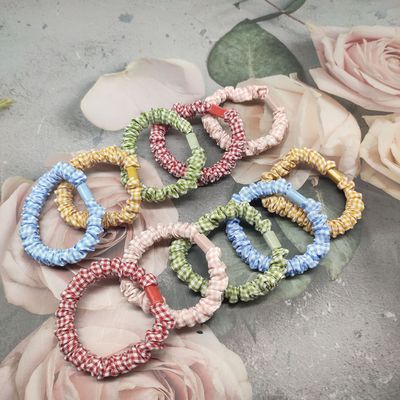 Candy color 5 lattice Small intestine Hairpin Simplicity Hair tie Elastic Tousheng summer Fabric art Hair rope Sen family