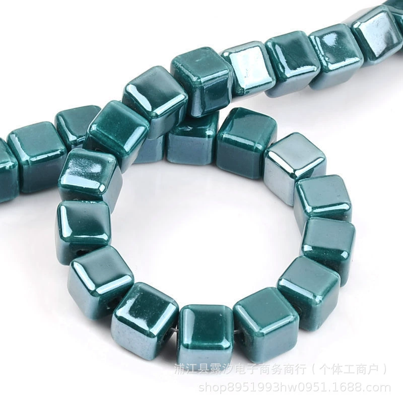 Handmade Ceramic Square Beads, 6/8/10 mm Polished Glazed Cubes for Necklace & Bracelet