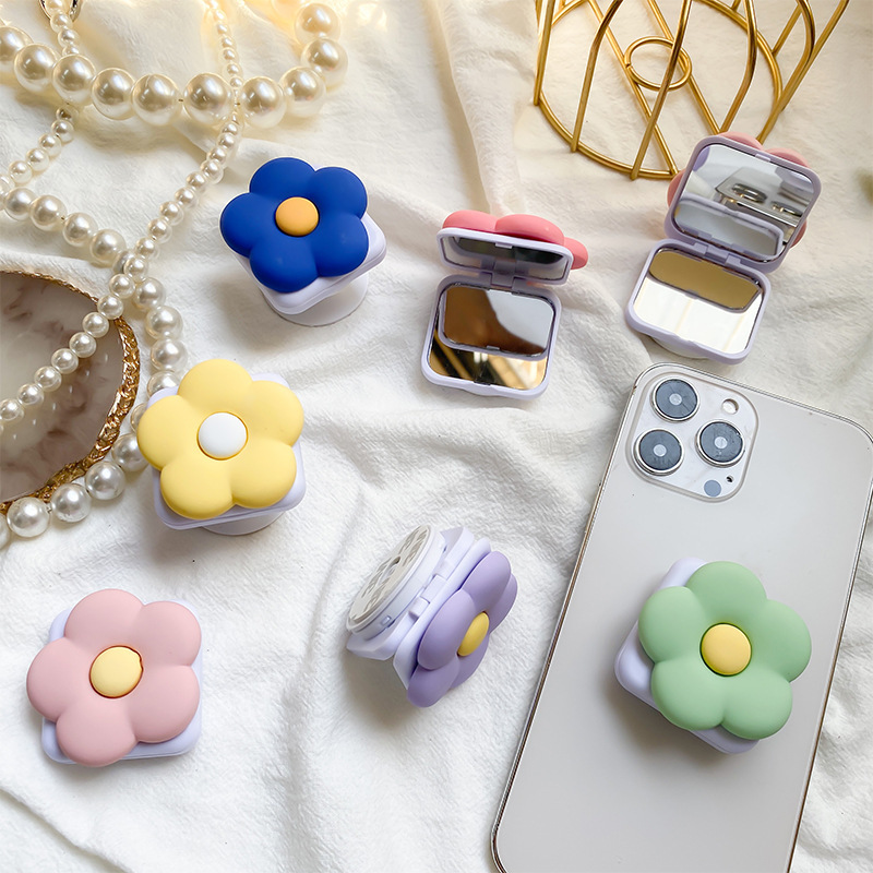 Xiaoqing Xinfeng Flower Phone Airbag Holder Adhesive Scalable Flip Mirror Portable Desktop Support_voghion.com