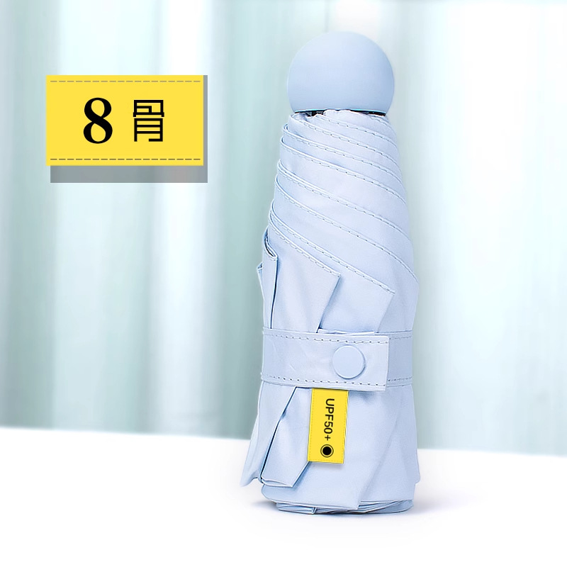 Sombrilla de protección solar exclusiva transfronteriza con descuento de cinco veces más para mujer, compacta y portátil, protección solar, sombrilla de bolsillo ultrapequeña para niñas, de doble uso para sol y lluvia.