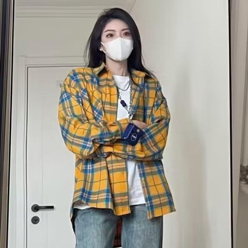 Long-sleeved Plaid Shirt Hong Kong Style Ins Loose Shirt Men's Summer Fashionable All-match Casual Jacket Shirt 2025ins