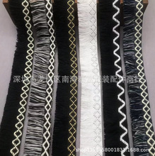 3cm民族风提花单边须 菱形排须流苏花边抱枕鞋材服装辅料涤纶花边