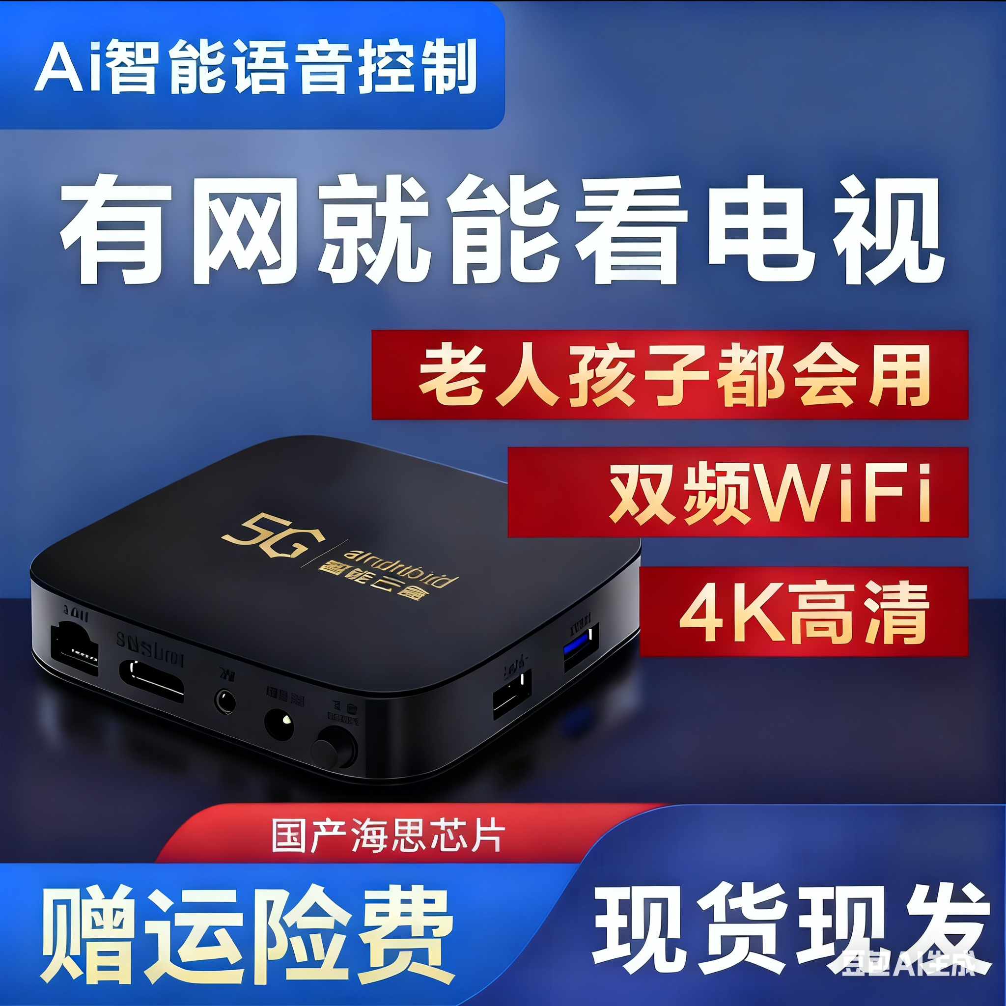 New Set-Top Box 5g Bluetooth Wireless Wifi Network Set-Top Box High-Definition Full Network Compatibility Suitable for the Elderly and Children