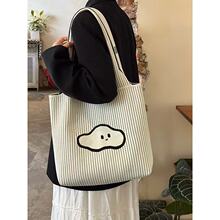 高级复古慵懒风咖色针织手提袋女秋冬季休闲容量大手提针织编织包