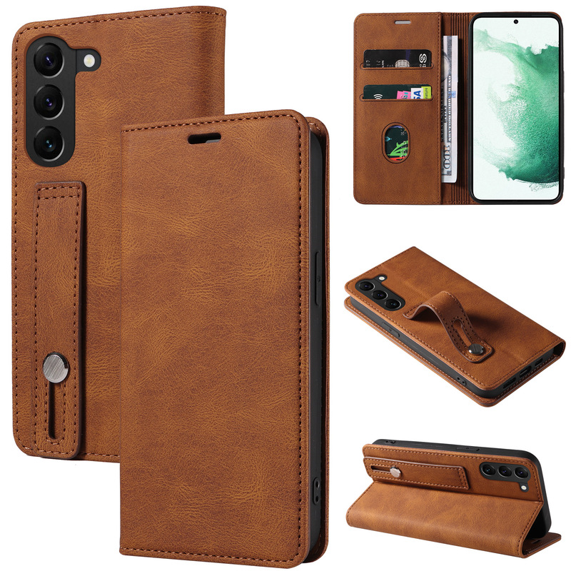 For Samsung S24 mobile phone leather case S22 flip S23 FE mobile phone case S10 protective case A51 magnetic wrist strap For Samsung S24 mobile phone leather case S22 flip S23 FE mobile phone case S10 protective case A51 magnetic wrist strap