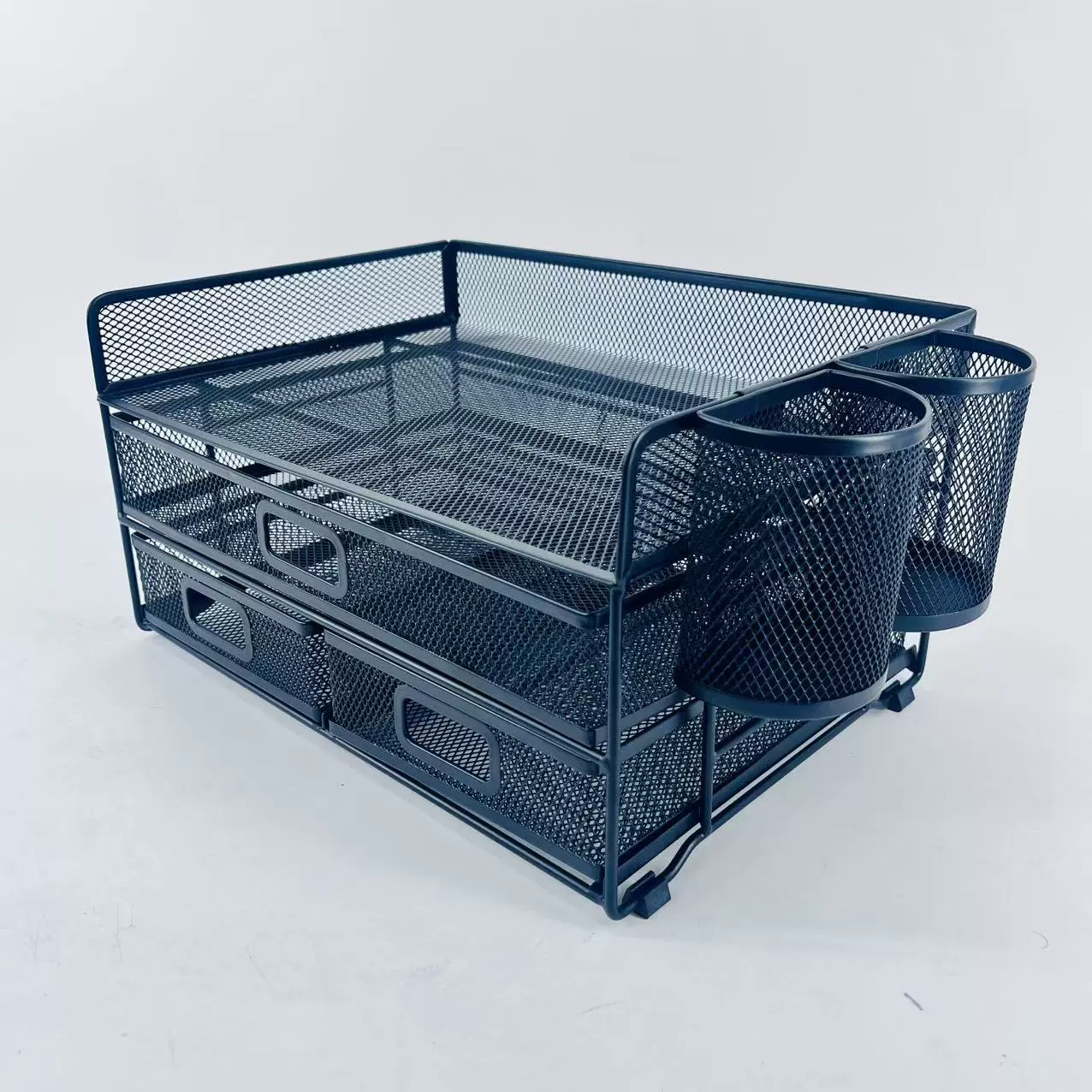 Трехслойная металлическая сетка для хранения документов стойка с двумя ручками