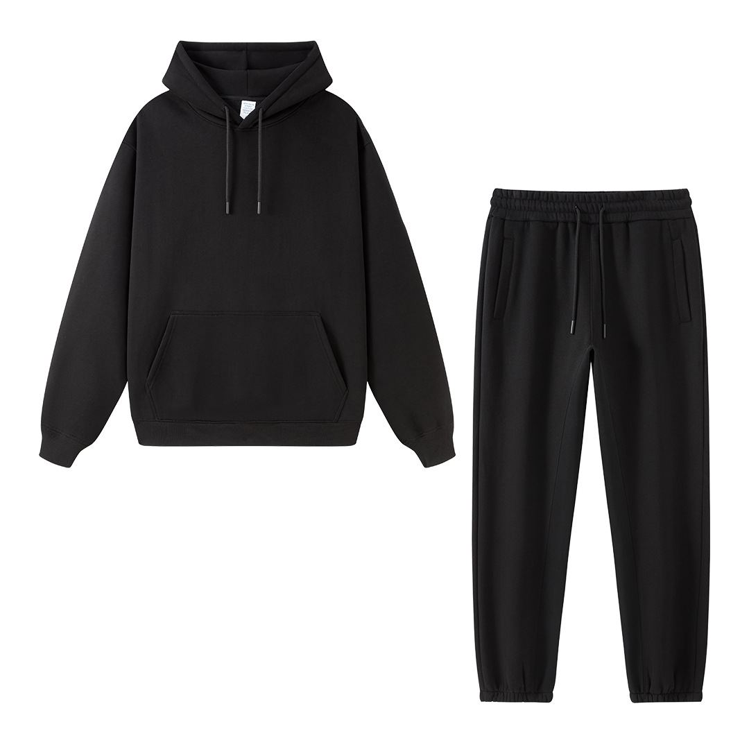 Conjunto deportivo unisex, sudadera con capucha y pantalón, forro polar grueso 350g, moda europea y americana