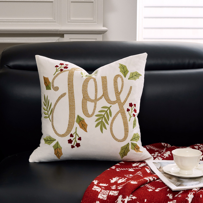 ヘラジカのクリスマスツリーブロンズ枕カバー、秋冬スノーフレーク刺繍クッションカバー45*45、クロスボーダーホットセール|undefined