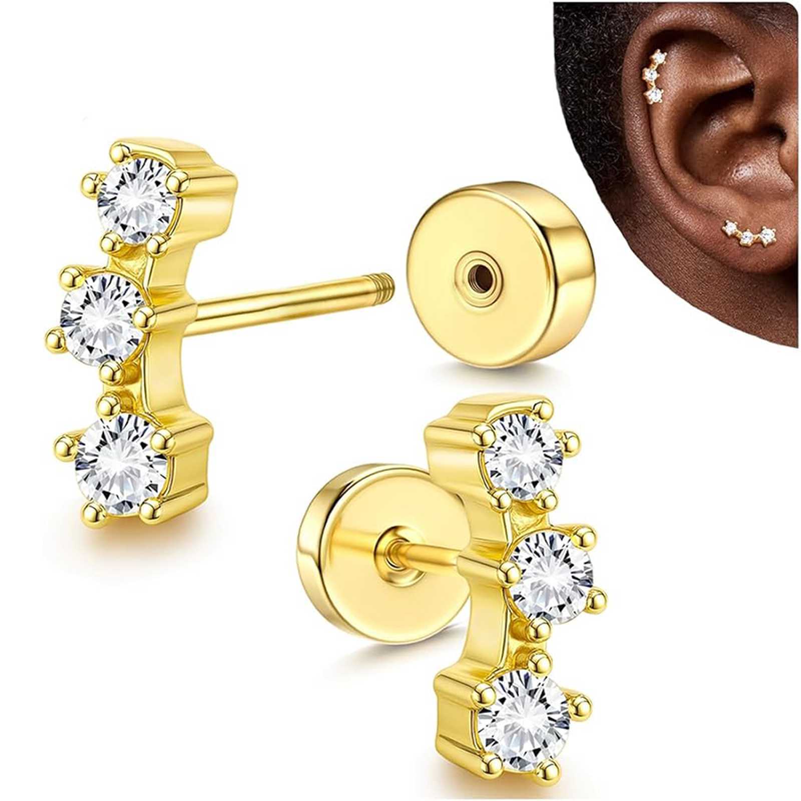16G labret stud size and finish detail