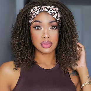 Cross-Border European and American Wig for Women, African Ice Silk Headscarf, Small Curly Chemical Fiber Hairband, Curly Goddess Curly Crochet Hair Headgear