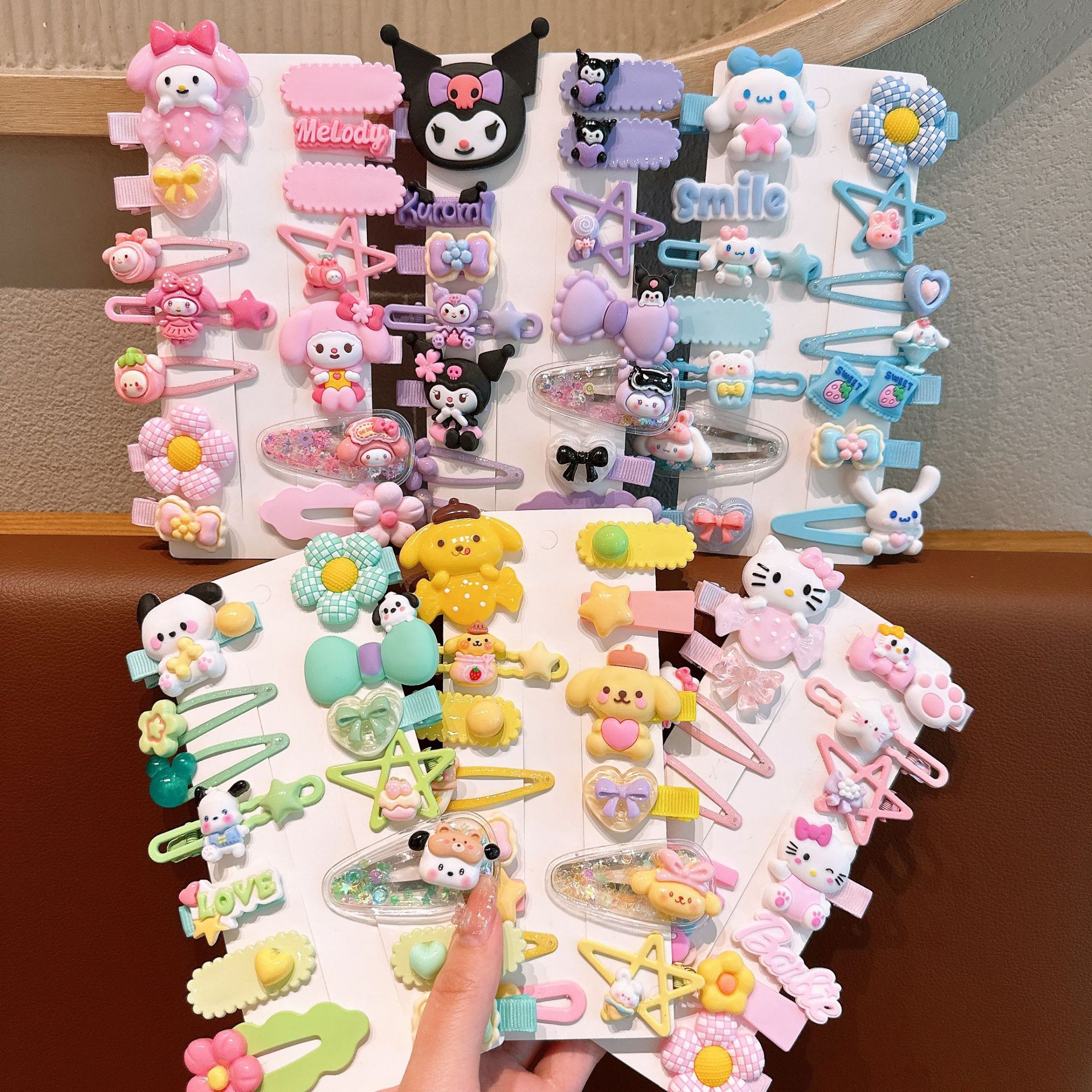 KULOMI Kids Hairpin Set Cute Sanli Pantalones Pequeñas Niñas Pequeñas Pequeñas