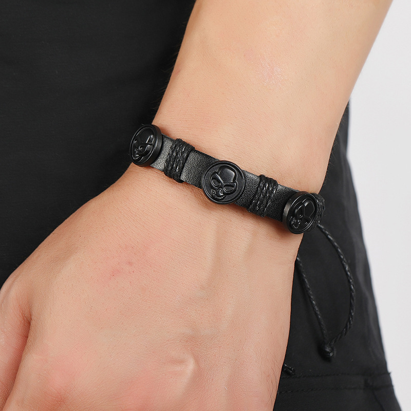 personality fashion black skull bracelet wholesale jewelry