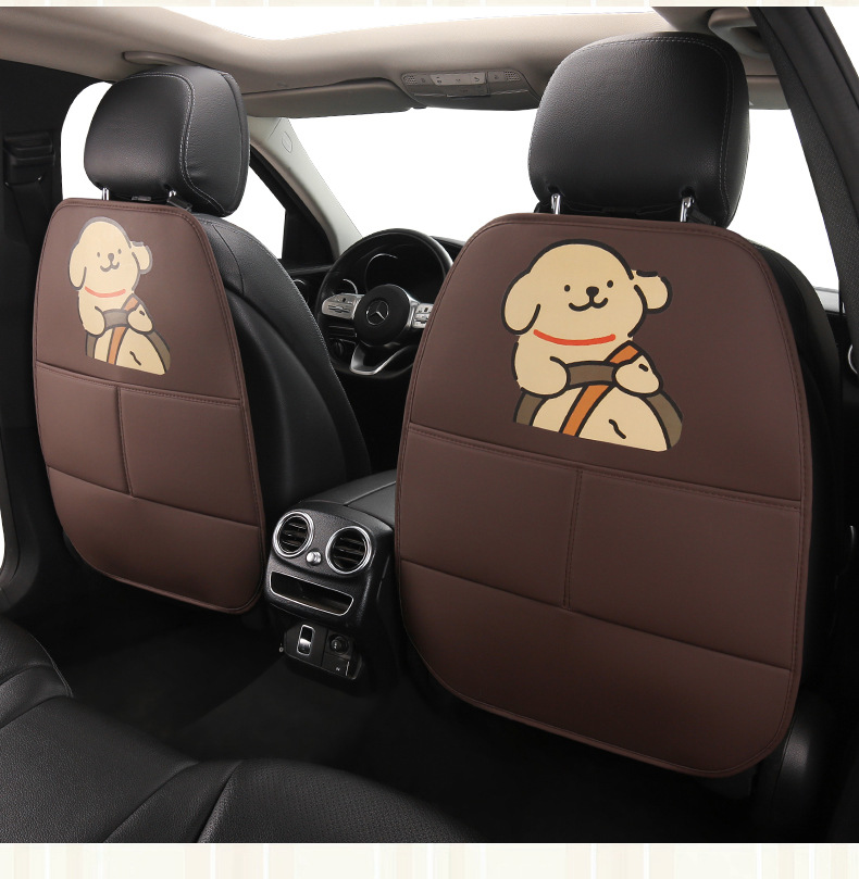 Cute Cartoon Anti-Kick Mat for Car Seat Back for Ladies, Anti-Dirt Mat for Car Seat Back with Storage Strap