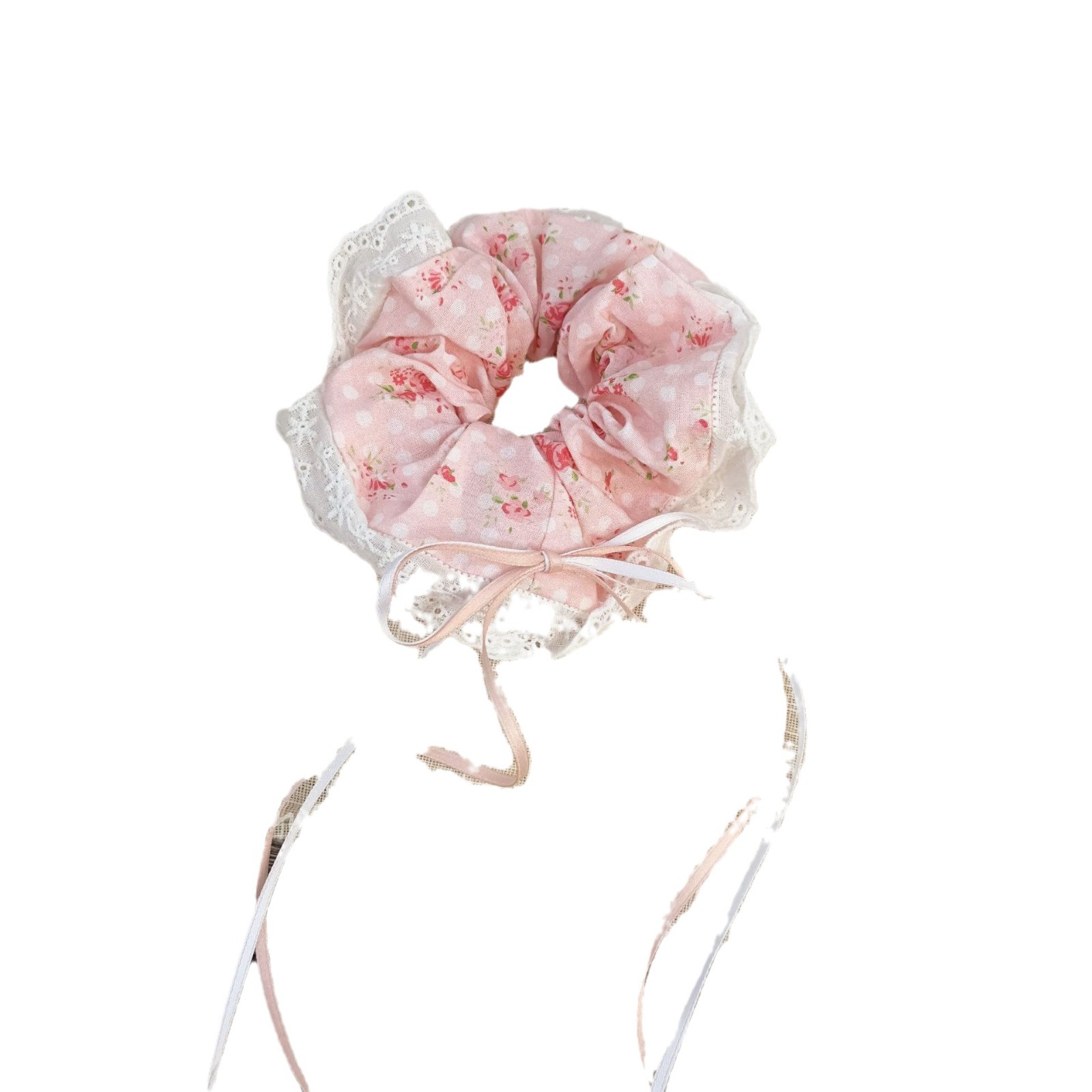 Fascia per capelli con intestino crasso e cuciture in pizzo, fascia elastica alta in coda di cavallo, fascia per capelli da ragazza dolce_voghion.com