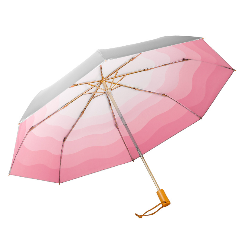 Titanium Top Quality Silver Three-Fold Retro Sunshade UV Protection Folding Rain Or Shine Portable Lightweight Sun Umbrella_voghion.com