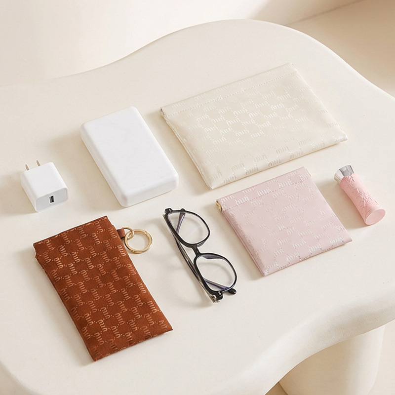 New spring-loaded storage bag, automatic closing glasses storage bag, PU coin purse, mini portable lipstick makeup bag
