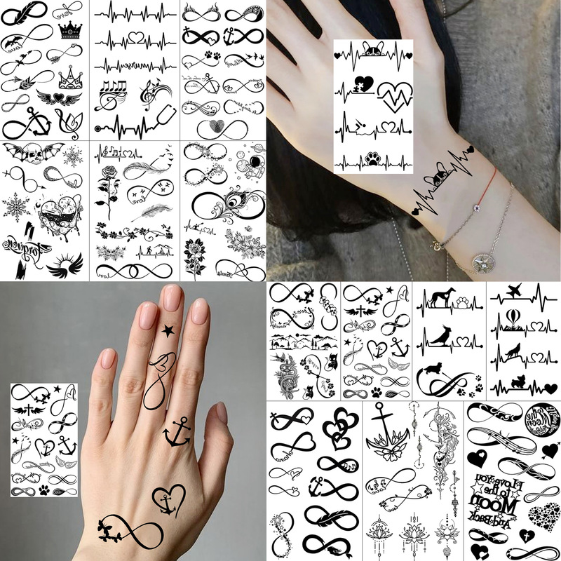 European and American Cross-Border Endless Ecg Temporary Tattoo Stickers Waterproof Finger and Back of Hand Tattoo Stickers Tattoo Amazon European and American Cross-Border Endless Ecg Temporary Tattoo Stickers Waterproof Finger and Back of Hand Tattoo Stickers Tattoo Amazon