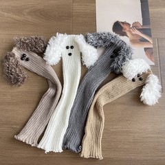 Hotmoonデザイナーの秋冬新作巻き毛の大きい耳の犬のかわいい女の子の赤ちゃんの保温の靴下のカバーの足のカバー