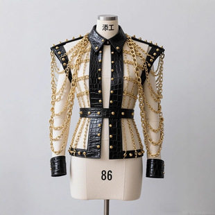 2025 New Leather Chain Hollow Sexy Hot Top for Women