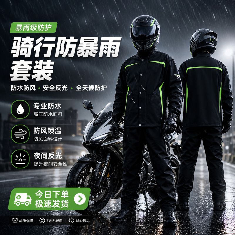 Raincoat and rain pants set, motorcycle riding suit, two-piece men's raincoat for delivery riders, full-body rain protection, rainproof level Raincoat and rain pants set, motorcycle riding suit, two-piece men's raincoat for delivery riders, full-body rain protection, rainproof level