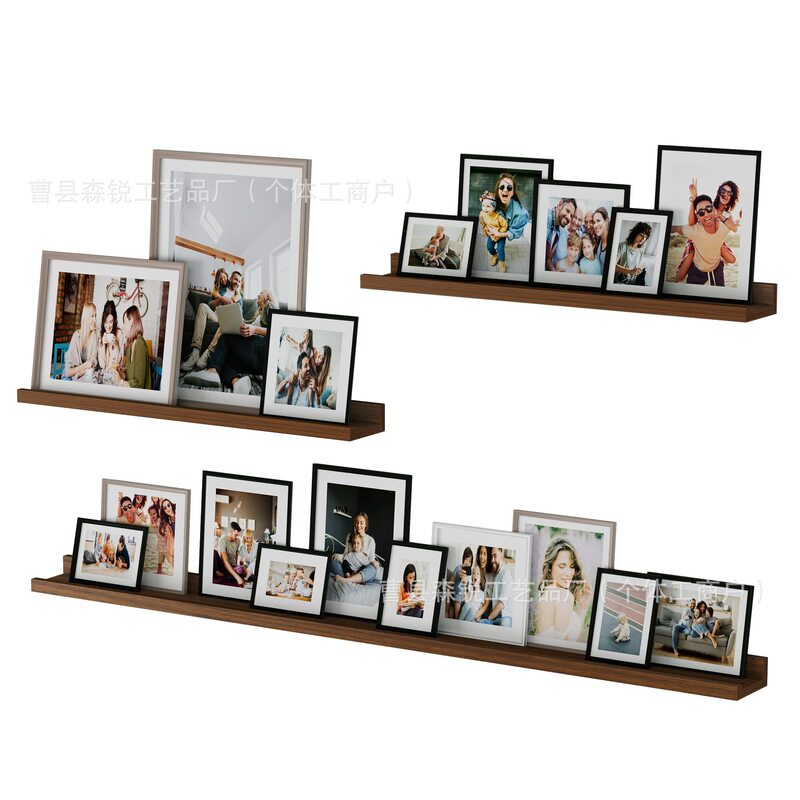 Wooden Floating Storage Rack Wall-Mounted Shelf Living Room Decoration Book Display Rack Photo Frame Record Display Rack