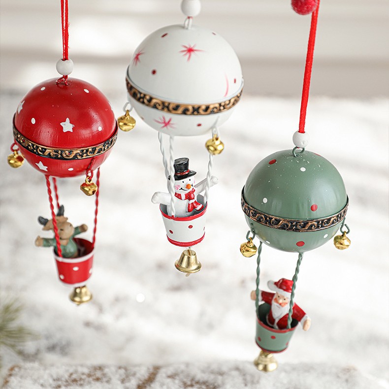 Navidad de hierro forjado paracaídas colgantes de globo caliente creativos decoraciones de Navidad colgantes de árbol de Navidad colgantes
