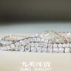 3M4M5M网球链925纯银网球链D色莫桑链子跨境爆款莫桑石手链男女款