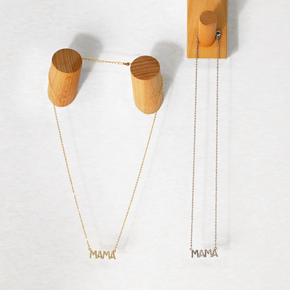 fashion letter MAMA pendant copper gold-plated inlaid zircon necklace
