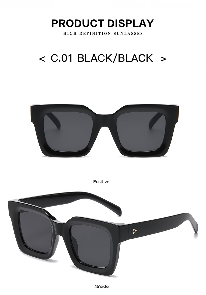 45g Weight Full Frame Glasses Structure Sunglasses Classification Ac, UV400 Protection Lens Material Square Glasses Style Travel, Fishing Occasion Solid Color Pattern All Seasons Season Women's Gender Basic, Lady Style Basic Lady Solid Color Ac UV400 Protection Square Full Frame Women's Sunglasses 2