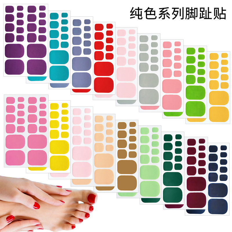 Meiko Solid Color Toe Nail Stickers Macaron Toe Stickers Full Set Morandi Toe Nail Stickers Cross-Border Hot Selling Set