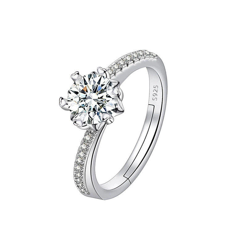 Adjustable wedding ring, 1‑carat style, light‑luxury design, multiple motif options