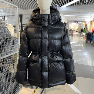 Off-season Black Gold Short Down Jacket Women's Hooded Thickened Slimming Tight Waist Winter All-match Warm Jacket High-end Goose Down