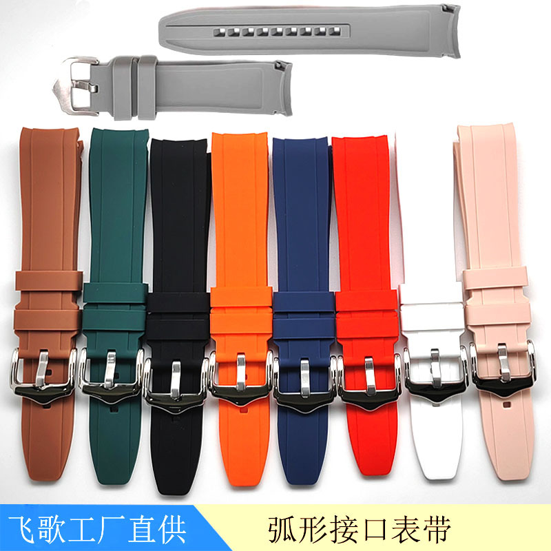 Suitable for West Tiecheng Seiko Rolex Curved Head Interface Fashion Sports Strap 20 // 22mm Silicone Strap