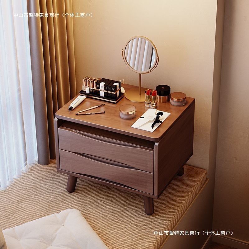 無垢材の出窓ドレッシングテーブル収納キャビネット一体型小型ミニベッドルーム畳ドレッシングテーブルベッドサイドドレッシングキャビネット|undefined