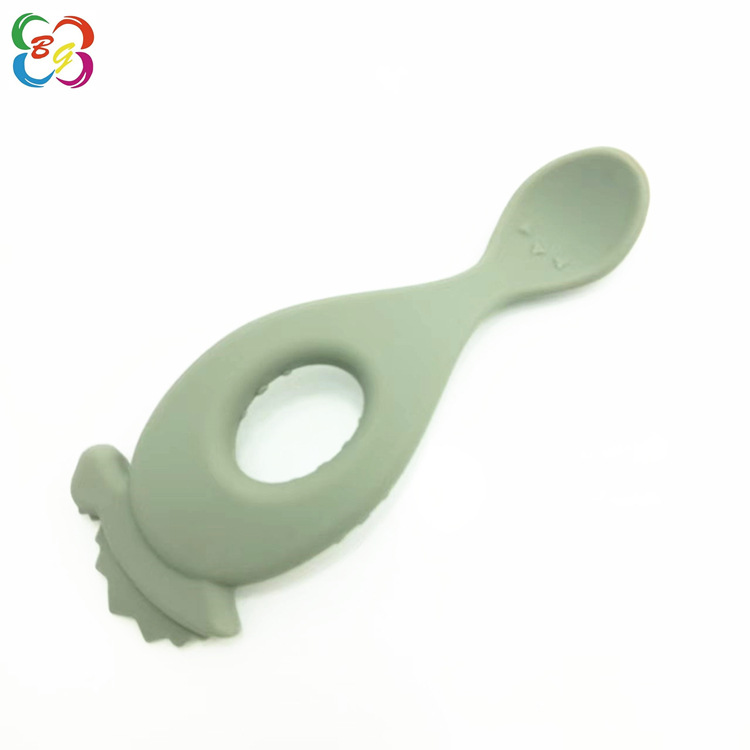 Cuchara de silicona de grado alimenticio bebé infantil entrenamiento suplemento alimenticio cuchara niños vajilla dibujos animados mordedura de mano cuchara de arroz