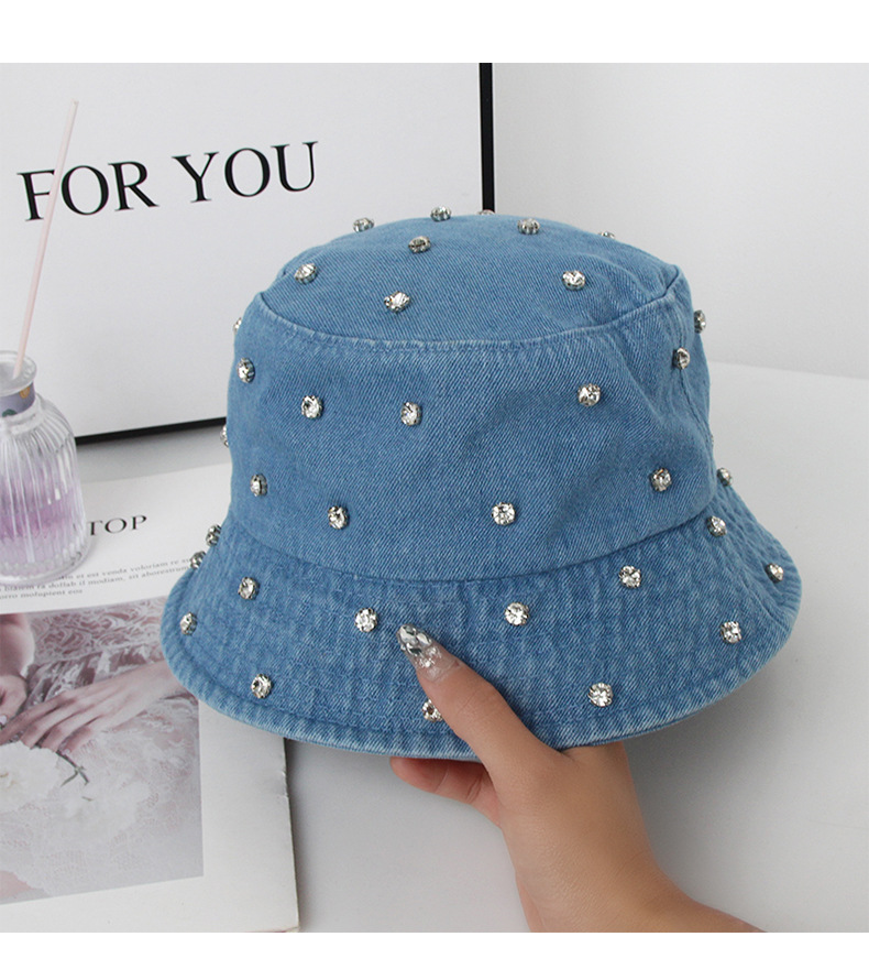 Women's Original Design Polka Dots Rhinestone Flat Eaves Bucket Hat display picture 4