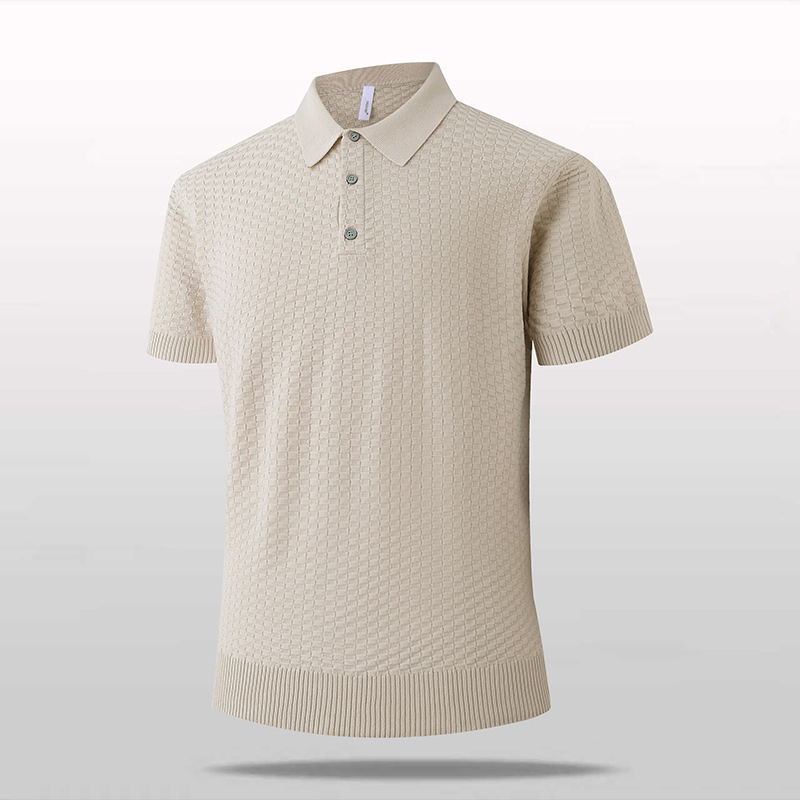 Polo camiseta de punto camiseta de manga corta hombre waffle vieja camiseta de hielo delgada de verano fábrica transfronteriza al por mayor
