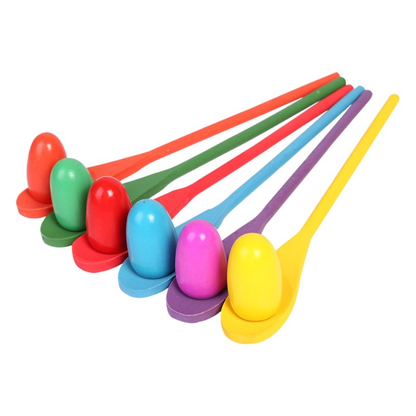 Kindergarten children's balance spoon sensory system training equipment wooden spoon egg support fine exercise toy ball indoor teaching aids