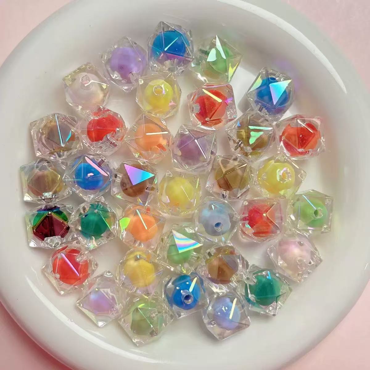 16mm high-quality UV-cut faceted diamond bead center bead straight hole beads DIY phone chain keychain material jewelry accessories