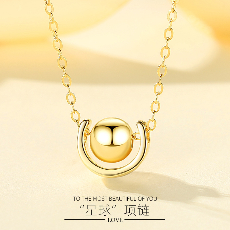 Plata esterlina s925 planeta colgante collar para mujeres estilo japonés y coreano de moda elegante simple todo-fósforo estudiante clavícula cadena forma