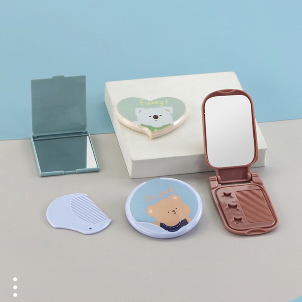 handheld folding cartoon table mirror for students