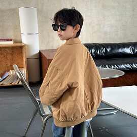 男童棉服外套秋冬装2025新款冬季儿童帅气棉衣百搭卡其大童薄棉袄