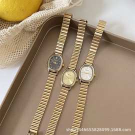 批发复古高级感时尚轻奢小金色女士手表休闲简约直播外贸货源