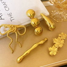 欧美跨境夸张个性花朵长款发夹女中古高级感发饰轻奢小香风发卡