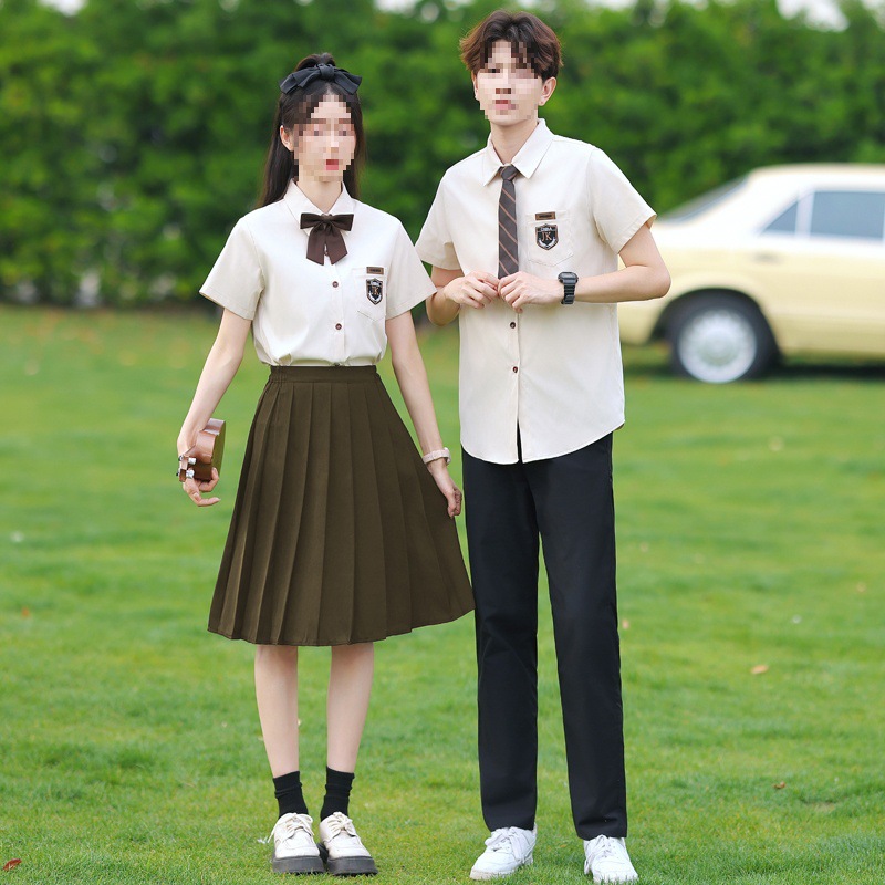 Shipping Real Shot Couple Outfit Preppy Style Uniform Student Junior High School Uniform Shirt Graduation Photo Performance Outfit